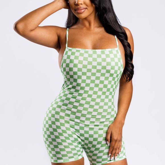 CHARMING BUNNY CHECKER PRINT ROMPER - Picture 3 of 6